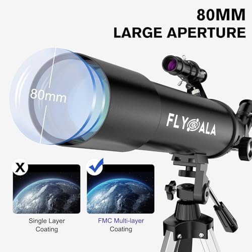 Telescope for Kids and Adults,80mm Aperture 600mm Focal Length Beginners Astronomical Telescope for Adults high Powered (30X-750X),Refractor Astronomy telescopes Kids 8-12 Over 8 Year Old - Image 3