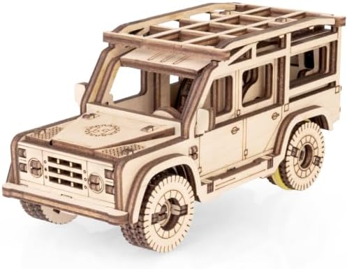 EWA Eco-Wood-Art Pocket SUV - 3D Wooden Puzzle Mechanical Model Kit DIY Wood Construction Set by EWAEcoWoodArt