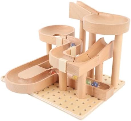 Jiawu Wooden Marble Model Building Kit, Educational Beech Wood Construction Stable Track Design, Mechanical Marble Assembly Model Kit with Assembly Track Blocks Beads for Kids and Adults - Image 2