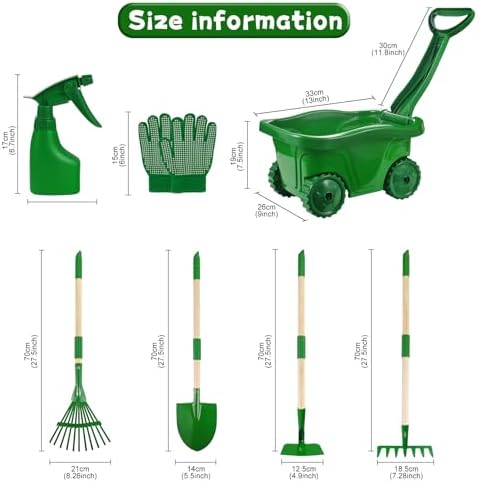 Duckura Kids Gardening Tools Set - 7pcs Wheelbarrow Set for Kids - Image 5
