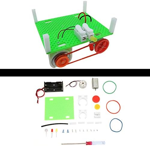 Mini Generator Wheel Kit, Educational Electric Motor Pulley Set Teaching Physics Experiments for Kids Students Plastic Green 90 x 80 x 60mm 1 Set with 180 and 300 Motor - Image 3