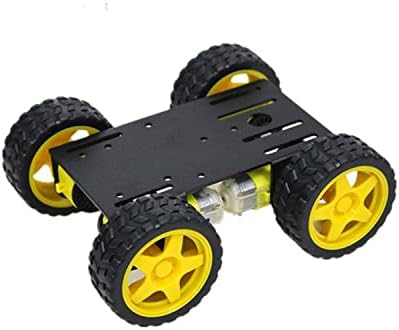 Premium 4WD Smart Robot Car Chassis Platform Kit for Arduino, Raspberry Pi, MicroBit - DC Electric Motor with Plastic TT Wheel, 3-6V Dual Shaft Gear Motor, Magnetic Gearbox Engine (Black) by Swaytail