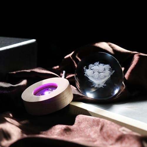 3D Rose Crystals Ball 60mm - Glass Figurine Decor I Love You Gifts for Women, Lovers, Girlfriend, Wife - Birthday Room Decoration - Image 7