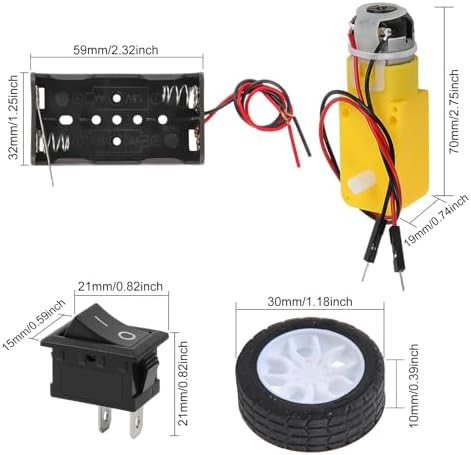DC Motors Kit DIY Science Projects DC Motor Kit 3V-12V 25000RPM Mini Electric Hobby Motors with Plastic Gears, Battery Holder, Boat Rocker Switch, Shaft Propeller - Image 6