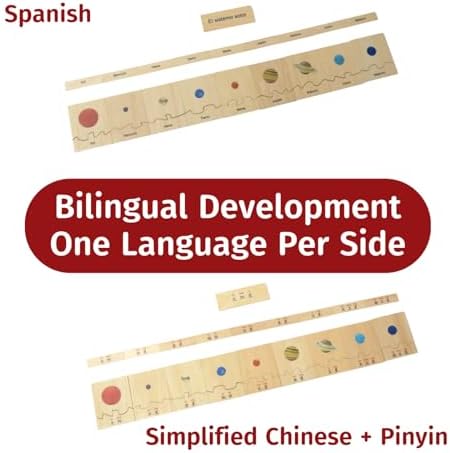ancona Solar System, Spanish/Simplified Chinese with Pinyin, Montessori Geography Memory Matching Game Box Set for Preschool with 9 Planet Figurines & Matching Puzzle Cards, Early Education Toy - Image 3