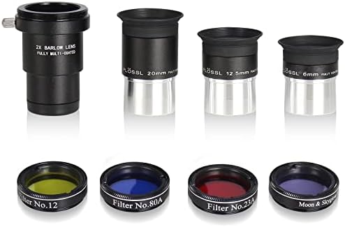 Celticbird Astronomical Telescope Accessory Kit - with 3pcs Plossl Eyepieces Set, 4pcs Filter Set, a 2X Barlow Lens - Image 4