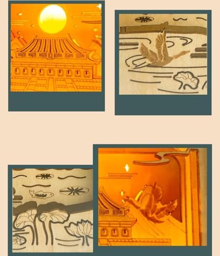 Wooden Carved Night Light 3D Three-Dimensional Puzzle Wooden Craft Decoration, Moonlit Landmark of The Forbidden City, Cultural and Creative Gifts - Image 7