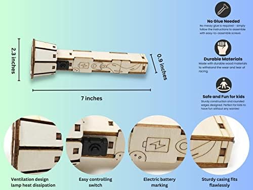 DIY Wooden Flashlight STEM Kit for Kids Aged 8-12 | Battery-Operated Educational Science Experiment Kit with Built-in Switch - Image 3