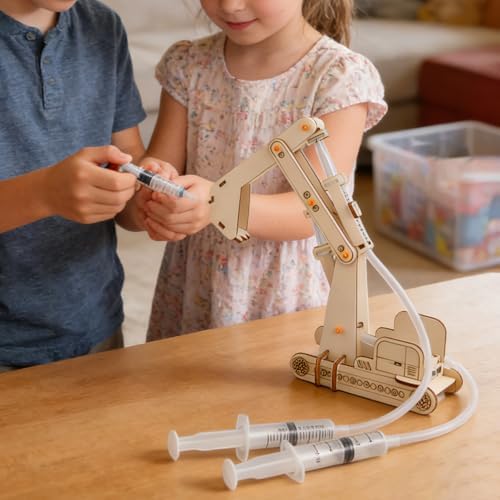 Wooden Hydraulic Excavator Assembly Set for Physics Education and Science Experiments with Safe Smooth Edged - Image 6