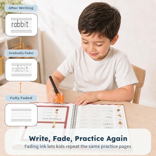 Magic Grooved Handwriting Workbook for Kids 3-8, Reusable with Auto-Disappearing Ink | Preschool Writing Learning Toy, Educational Gift for Toddlers - Image 3