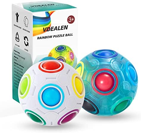 Vdealen Magic Rainbow Puzzle Ball, Fidget Ball Puzzle Brain Teaser Fidget Toy for Boys & Girls- Birthday Party Valentines Easter Christmas Stocking Stuffers for Kids Teen & Adults-2 Pack by Vdealen