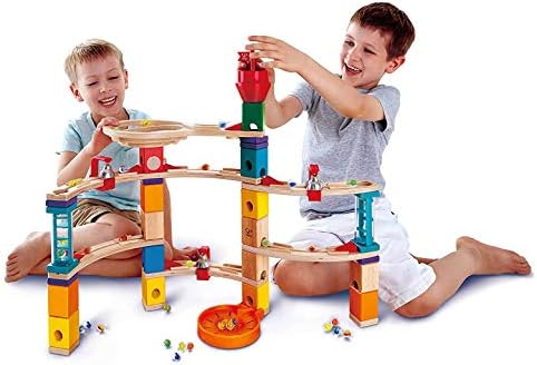 Hape Castle Escape - Quadrilla Wooden Marble Run Blocks - STEM Learning, Building & Development Construction Toy - Counting, Color & Problem Solving for Ages 4+, 101Piece, Multi Color (E6019) - Image 2