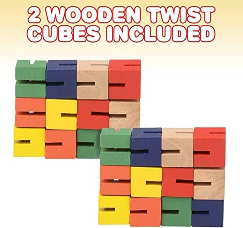 Wooden Puzzle Fidget Multi Colored Flexi Puzzle Stretching Bending Brain Teaser Finger Fidget (2 Fidgets) - Image 3