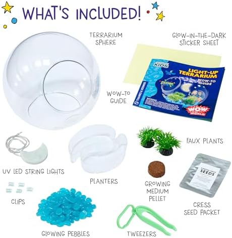 Wow in The World Light-UP Terrarium | Grow Plants, Decorate Your Terrarium, Glow-in-The-Dark, UV Lights, Companion Audio Content, Bonus Reusable Science Tool, STEM Toy for Kids 6+ by Thames & Kosmos - Image 4