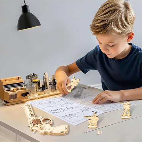3D Wooden Puzzles for Adults,Wooden Toy for Kids and Adults,Model Building Kit,Educational Brain Teaser,Best Educational Christmas Birthday Day Gift for Friends (Wooden Revolver) - Image 3
