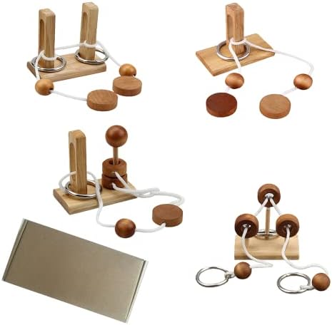 Brain Teaser Puzzle Wooden Threading Rope Loop Puzzle Luban Lock Brain Teaser Game Adult Kids Toy Puzzles for Adults (4) - Image 5