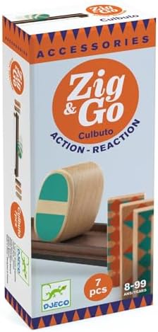 DJECO Zig & Go Culbuto Wooden Domino Set (7pcs) - Domino Construction Set for Kids - Fun & Challenging Activity for Friends & Family - Wooden Chain Reaction Game for Children 8+ Years Girls & Boys - Image 4