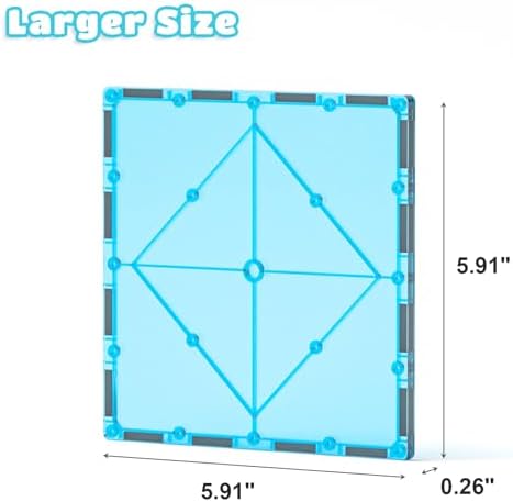 Bmag 4 Piece Magnetic Tiles Large Square, Magnet 3D Building Blocks Expansion Set for Kids, STEM Preschool Learning Kit Educational Playset Construction Toys for Boys Girls Ages 3+ - Image 5