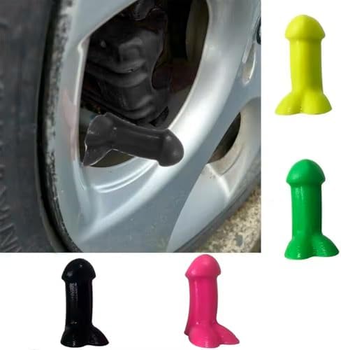 4 PCS Prank Tire Valve Stem Caps, Black Prank Valve Stem Caps Cover - Image 4