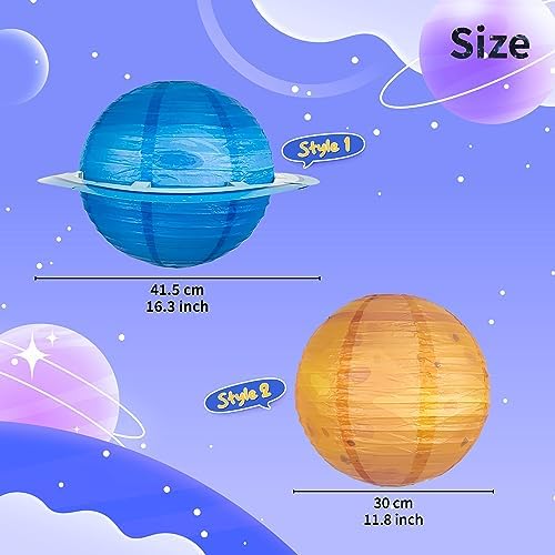 8 PCS Planet Paper Lanterns Outer Space Party Decorations Solar System Planets Hanging Lantern for Kids Space Theme Party Birthday Room Classroom Decorations - Image 3