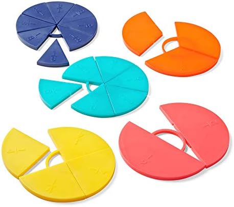 hand2mind Plastic Connecting Fraction Circles, Fraction Manipulatives, Unit Fraction, Rainbow Circle Math Manipulatives, Fraction Games, Montessori Math, Homeschool Supplies (Set of 5) by hand2mind