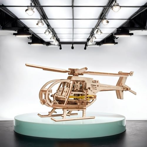 WOODEN.CITY Helicopter 3D Wooden Puzzle – Wooden Model Kit for Adults, 173-Piece Mechanical Helicopter with Working Rotor, DIY Aircraft Model, Made in EU - Image 6
