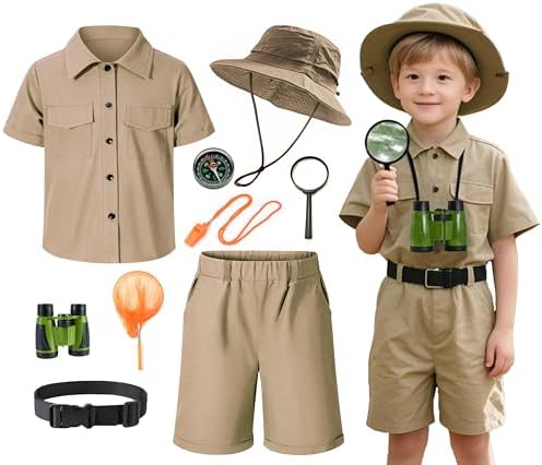 KAIPUTE Kids Explorer Adventurer Costume Boys Girls Safari Camping Trailblazer Jungle Seeker Outdoor Kit 3-13 Years by KAIPUTE