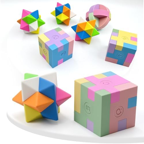 PROLOSO 15 Pcs Puzzle Cube Pencil Erasers Kids Party Favors Classroom Student Prizes Brain Teasers - Image 2
