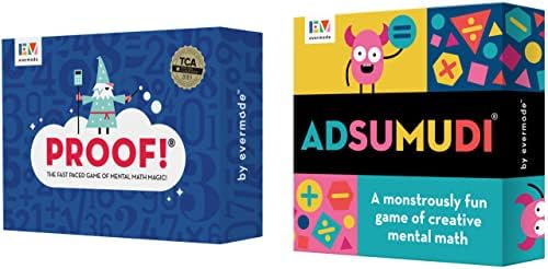 Evermade Proof! and Adsumudi Math Games Bundle - Fast Paced, Fun Card Games to Improve Mental Math Skills for Kids Ages 8-12 by Evermade
