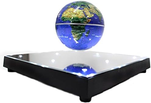PowerTRC Rotating Magnetic Levitation Globe Suspended in Air Floating 3.5 inch Globe, ABS Base with Mirror and LED Lights by PowerTRC