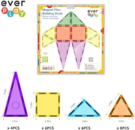Magnetic Tile Building Blocks for Kids Construction Pretend Play STEM Educational Learning Preschool Toys Magnet Tiles Stacking Block Creative Playset Toddlers Boys Girls Ages 3 and up EB24 - Image 3