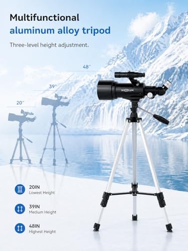 Koolpte Telescope for Kids, 70mm/500mm AZ Refractor for Beginners, Black - Image 4