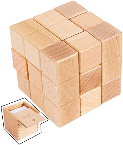TOWO Large Wooden Soma Cube Puzzle, IQ Logic Brain Teaser Toy by Toys+of+Wood+Oxford