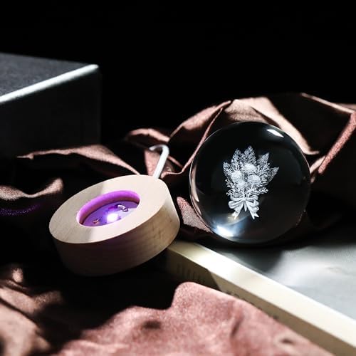 3D Rose Crystals Ball 60mm - Glass Figurine Decor I Love You Gifts for Women, Lovers, Girlfriend, Wife - Birthday Room Decoration - Image 4