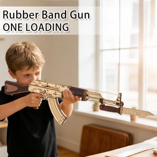 3D Wooden Puzzles for Adults,Wooden Toy for Adults,DIY Rubber Band Gun,Educational Brain Teaser,Best Educational Christmas Birthday Day Gift for Kids(Wooden Gun) - Image 5
