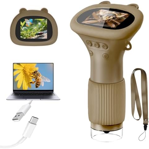 Acoath Microscope for Kids, 1000X Handheld Digital Miniscope with 2.0" Screen, Portable Pocket Microscope Education Toys Birthday Gifts for Age 3 4 5 6 7 8 9 10 Girls Boys by Acoath