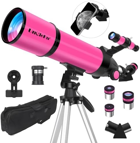 UncleHu 80mm Aperture, 600mm Refractor Travel Telescope for Adults and Kids by UncleHu