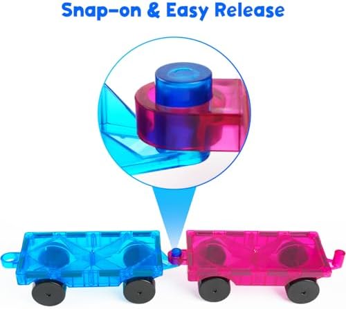 Bmag 2PCS Magnetic Car Set,Construction Vehicle Building Tiles,Magnet Toys Compatible with Magnetic Tiles,STEM Educational Toys for Boys and Girls - Image 3