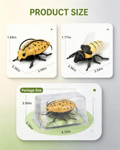2-Pack Wind-Up Beetle Toy, Movable Head & Tail Bug(Bees+longhorn beetles) - Image 2