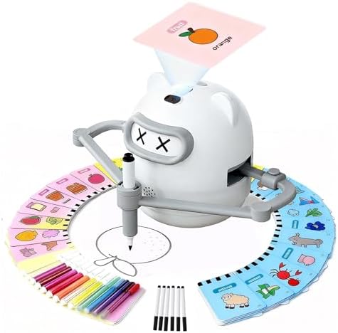 Drawing Robot for Kids Ages 3-8, Scan-to-Draw Art Robot with 200 Cards & 18-Piece Art Set, Screen-Free Interactive Educational Learning Toy with English Phonics & Music, Gift for Boys & Girls by Unknown