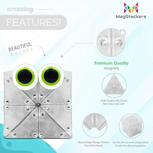 MagStackers Magnet Fidgets for Kids - 22 Pc Magnetic Tiles Toy Building Set with Tetrahedron and Tripyramidal Magnet Blocks for 5+ Years - Reduce Fidgeting and Create 1000+ Fun Creatures and Designs - Image 4