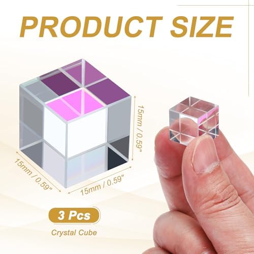 PATIKIL 3Pcs Cube Prism 15mm K9 Crystal Dispersion Prism AB Color - Image 2