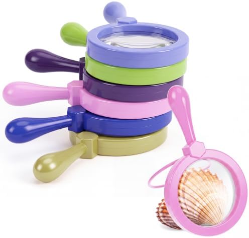 Lewtemi 6 Pack Kids Magnifying Glass with Stand, Boho Color by Lewtemi