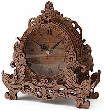 OWNONE1 Wooden 3D Puzzle Clock Model Kit for Adults, DIY Desk Clock, Dark Wooden 3D Puzzles, Crafts Gifts for Kids Children by OWNONE1