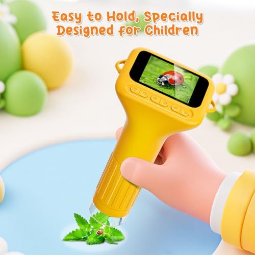 SKYBASIC Digital Microscope for Kids, 2" Screen 1000X Handheld Microscope HD Pocket Portable Microscopes Camera, Science Edu Fun Birthday Gifts Toys for Ages 4-12 Children Students Boys Girls -Yellow - Image 4
