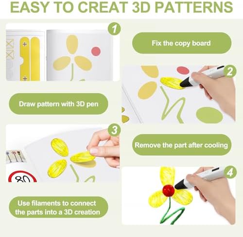 Dayker 3D Printing Drawing Book, Reusable 40 Vibrant Patterns Template - Image 3