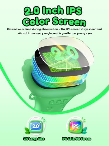 Acoath Microscope for Kids, 1000X Handheld Digital Miniscope with 2.0" Screen, Portable Pocket Microscope Education Toys Birthday Gifts for Age 3 4 5 6 7 8 9 10 Girls Boys-Green - Image 6