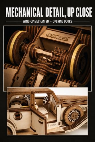 EWA Eco-Wood-Art Ferdinand Retro Car 3D Wooden Puzzle, 278 Pieces, 14 Years and Up, 11.02 Inches, Wood - Image 5