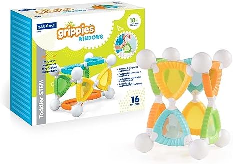 Guidecraft Grippies Windows - 16 Piece Set, Stem Soft Grip Magnetic Building Toy for Toddlers by Unknown