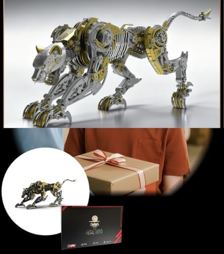 Punk DIY Mechanical Metal Assembly 3D Animal Cheetah Leopard Stainless Steel Puzzle Model kit for Adults and boy Toy Gift (Gold) - Image 6